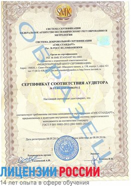 Образец сертификата соответствия аудитора №ST.RU.EXP.00006191-2 Увельский Сертификат ISO 50001